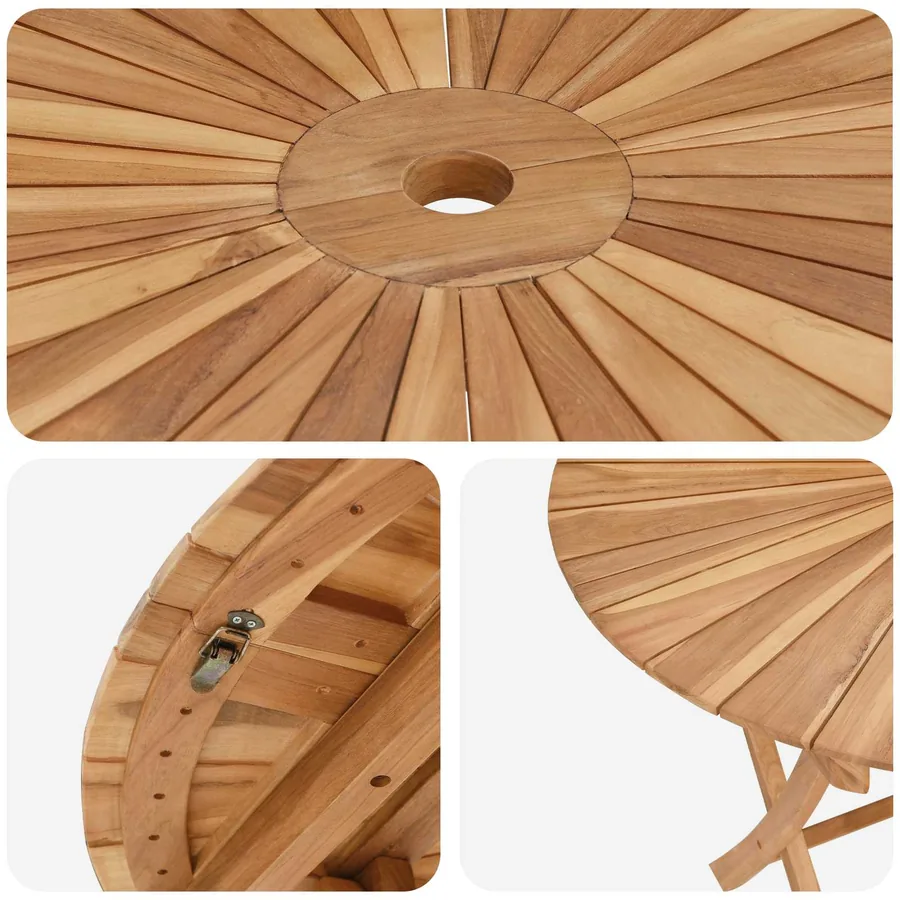 Table de jardin pliante Naturel Ø 110 x 75 cm - 6