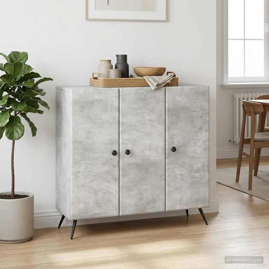 Buffet Gris béton 89 x 34,5 x 80 cm Bois d'ingénierie