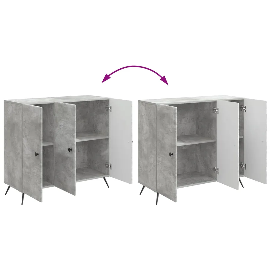 Buffet Gris béton 89 x 34,5 x 80 cm Bois d'ingénierie - 11