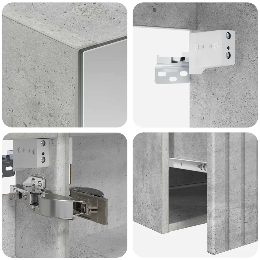 Ensemble d'armoire de salle de bain 4 pcs Gris béton - 9