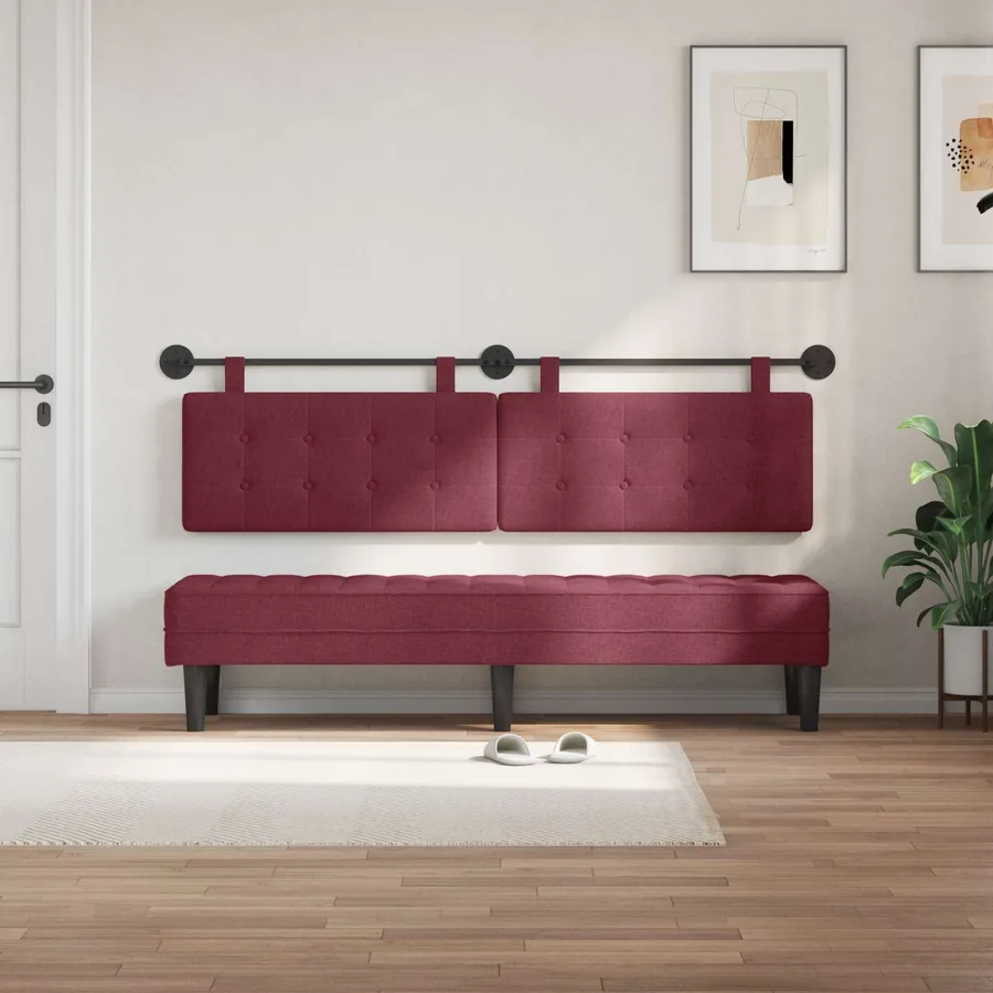 Tête de lit suspendue Bordeaux Tissu - 3
