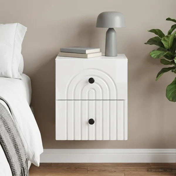 Cabinet de chevet mural Blanc brillant 33 x 34,5 x 40 cm