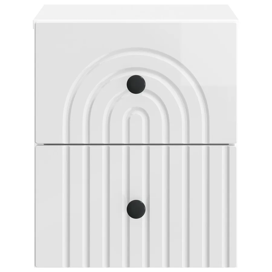 Cabinet de chevet mural Blanc brillant 33 x 34,5 x 40 cm - 5
