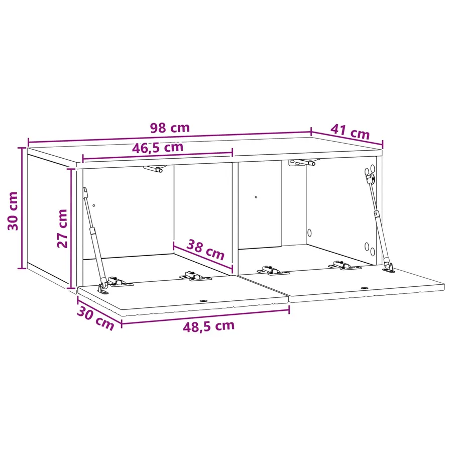 Meuble TV mural 98 x 41 x 30 cm Blanc brillant - 9