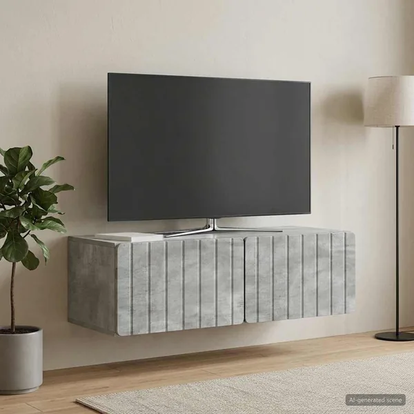 Meuble TV mural 98 x 41 x 30 cm Gris béton Bois d'ingénierie