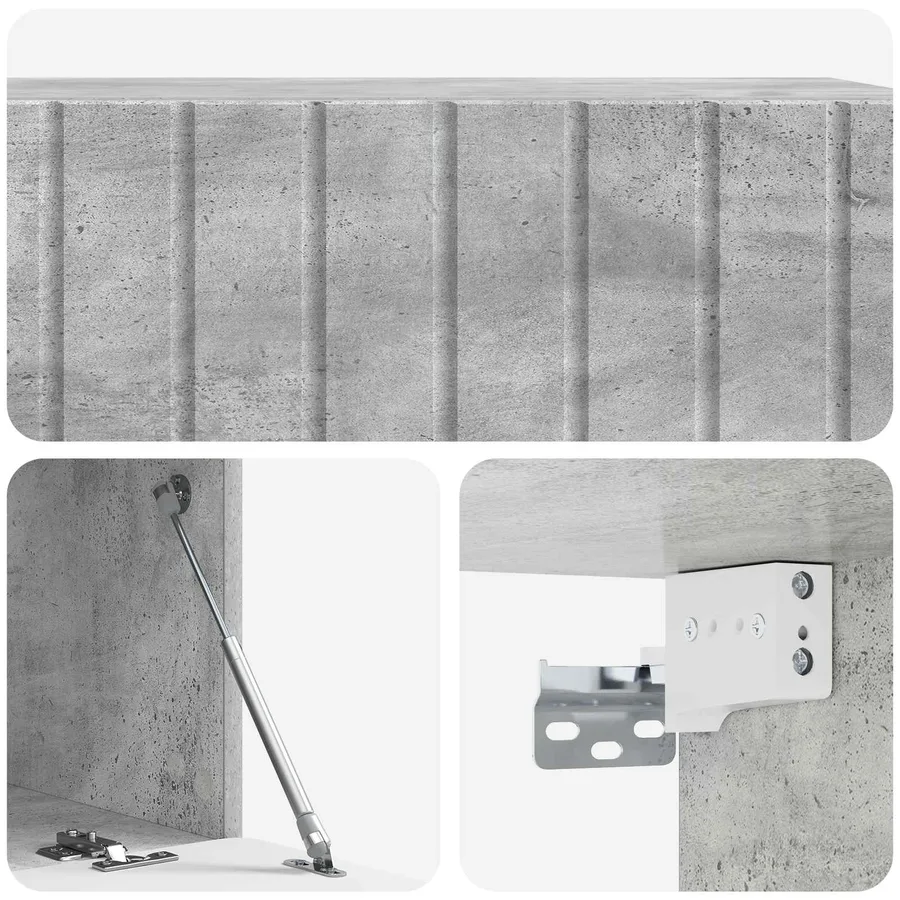 Meuble TV mural 98 x 41 x 30 cm Gris béton Bois d'ingénierie - 9