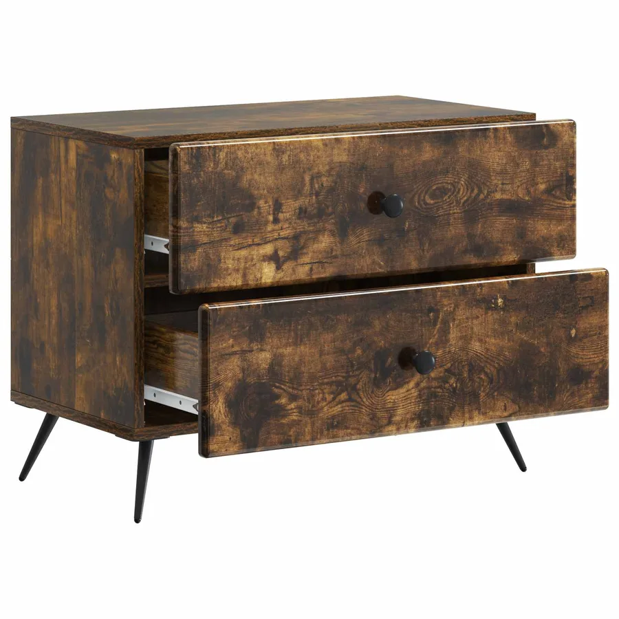 Cabinet de chevet avec tiroir Chêne fumé 62 x 34,5 x 47,5 cm - 4