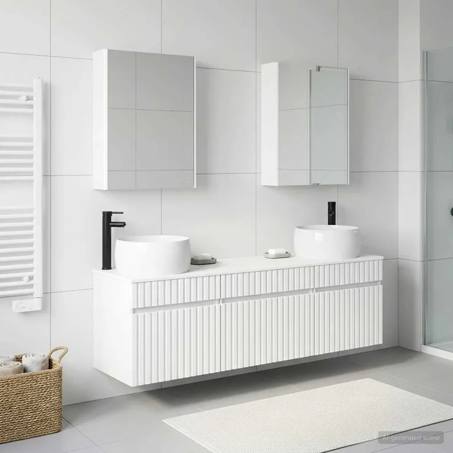 Ensemble d'armoire de salle de bain 5 pcs Blanc