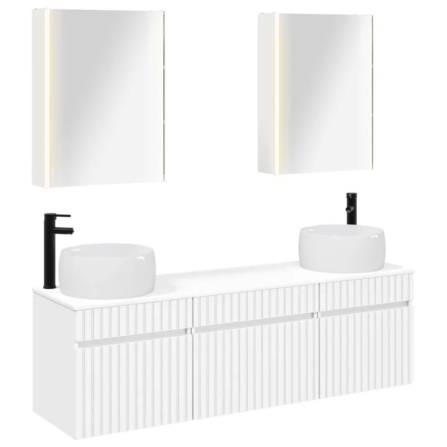 Ensemble d'armoire de salle de bain 5 pcs Blanc - 2