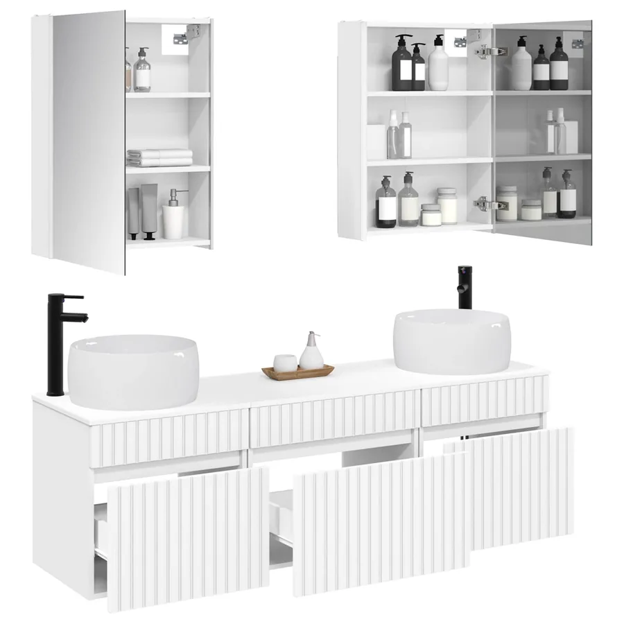 Ensemble d'armoire de salle de bain 5 pcs Blanc - 3