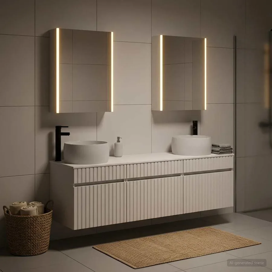 Ensemble d'armoire de salle de bain 5 pcs Blanc - 4