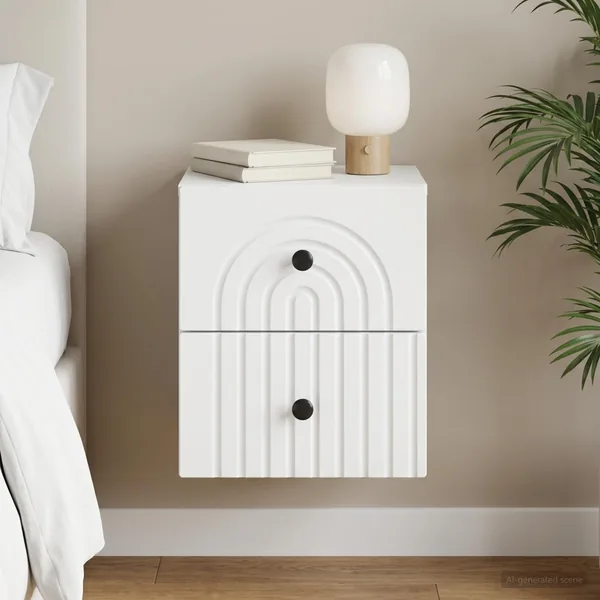 Cabinet de chevet mural avec tiroir Blanc 33 x 34,5 x 40 cm