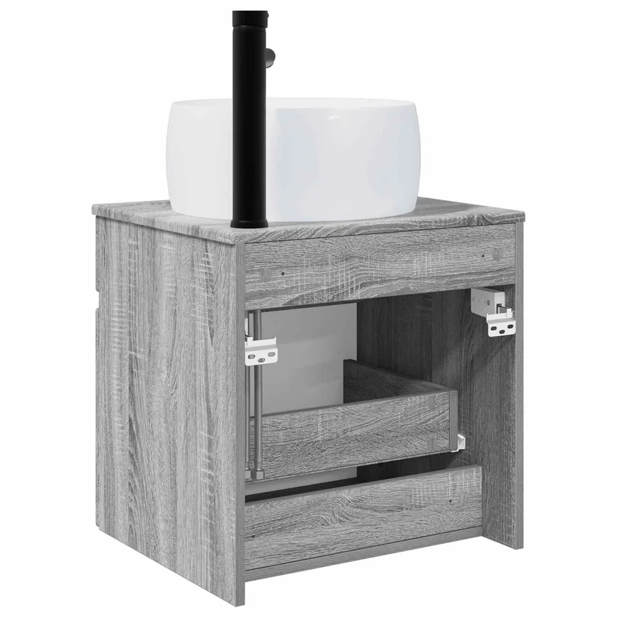 Meuble de lavabo mural Sonoma gris 49 x 44,5 x 66 cm - 4