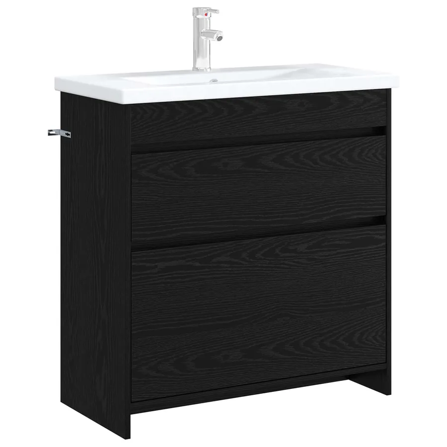 Meuble sous lavabo de salle de bain Chêne noir - 3