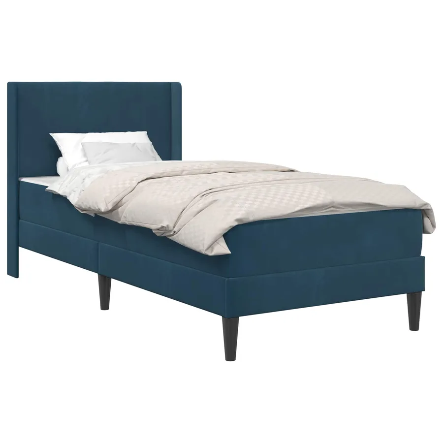 Cadre de lit avec matelas Bleu 90 x 190 cm Velours - 2