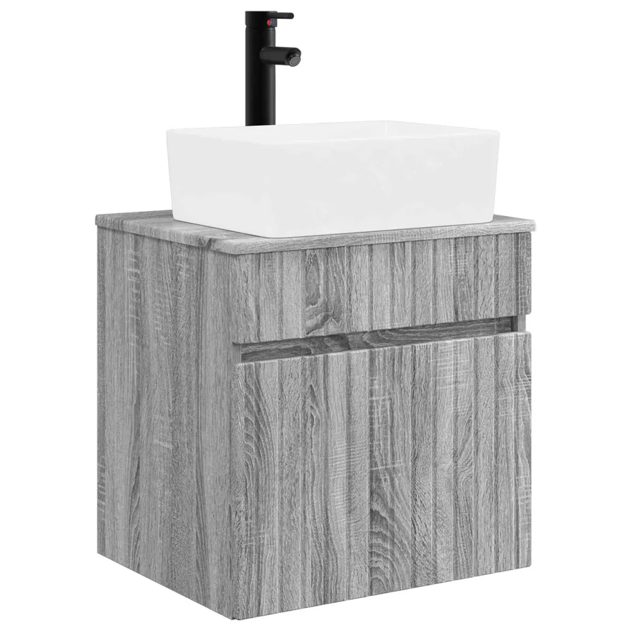 Meuble de lavabo mural Sonoma gris 49 x 41 x 63 cm - 2