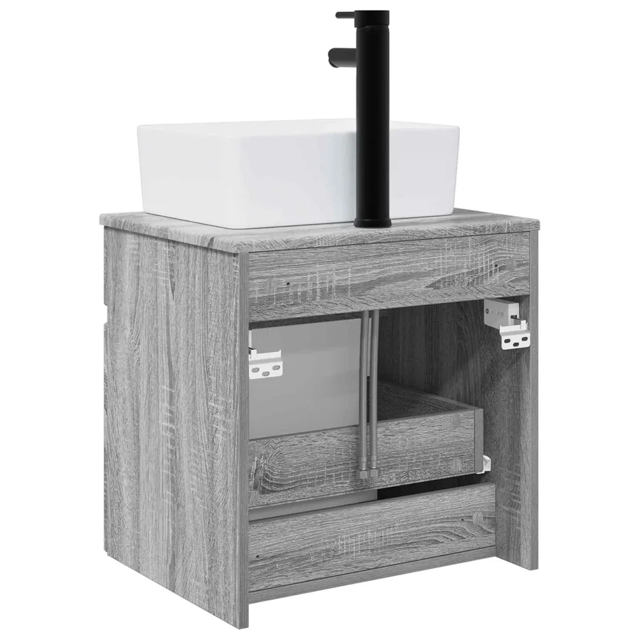 Meuble de lavabo mural Sonoma gris 49 x 41 x 63 cm - 4