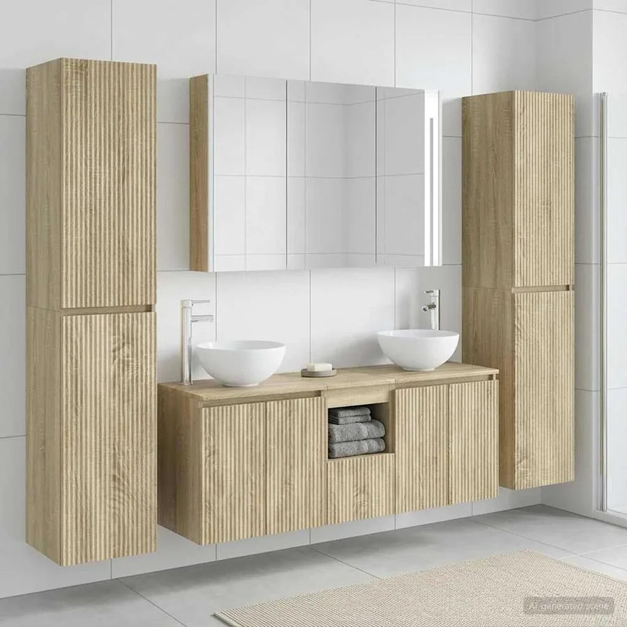 Ensemble de mobilier de salle de bain 6 pcs Chêne Sonoma