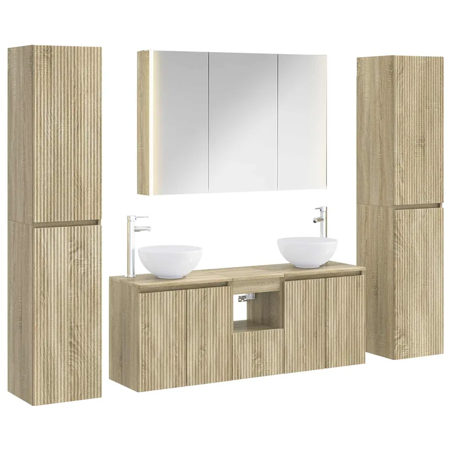 Ensemble de mobilier de salle de bain 6 pcs Chêne Sonoma - 2