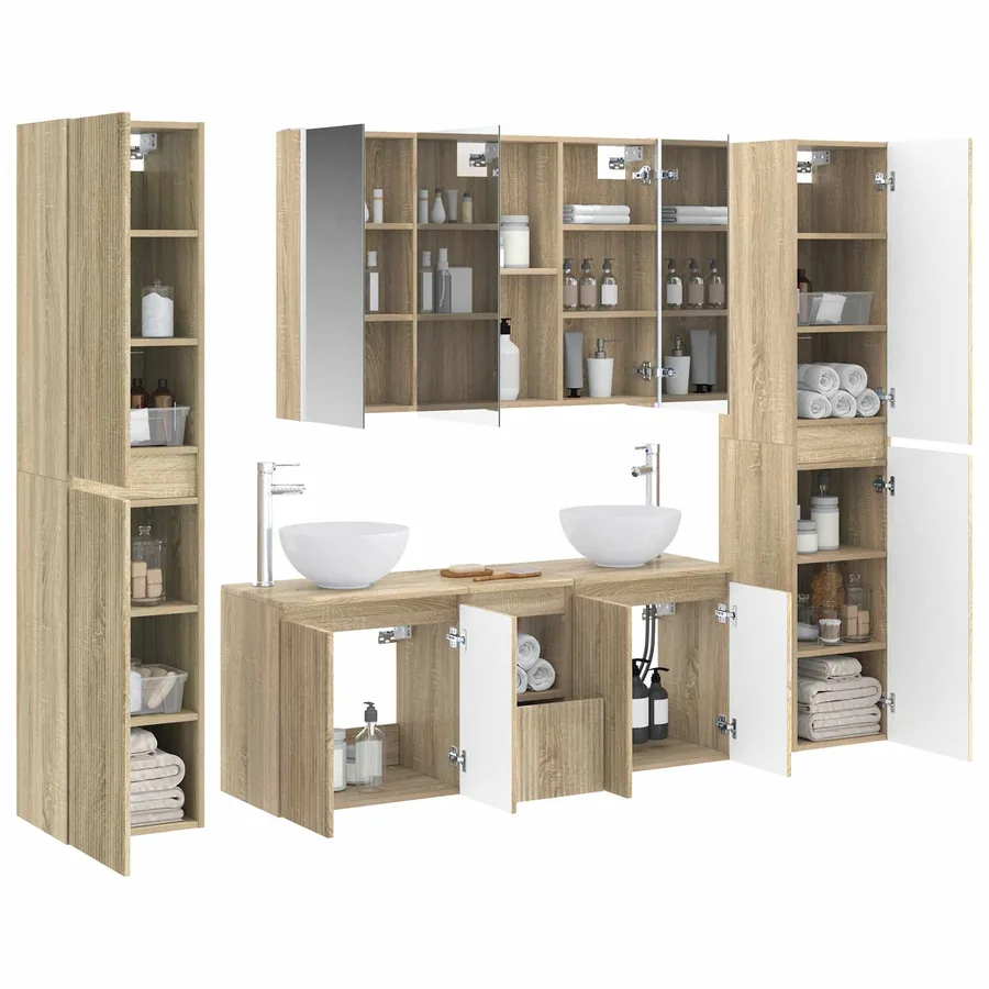 Ensemble de mobilier de salle de bain 6 pcs Chêne Sonoma - 3