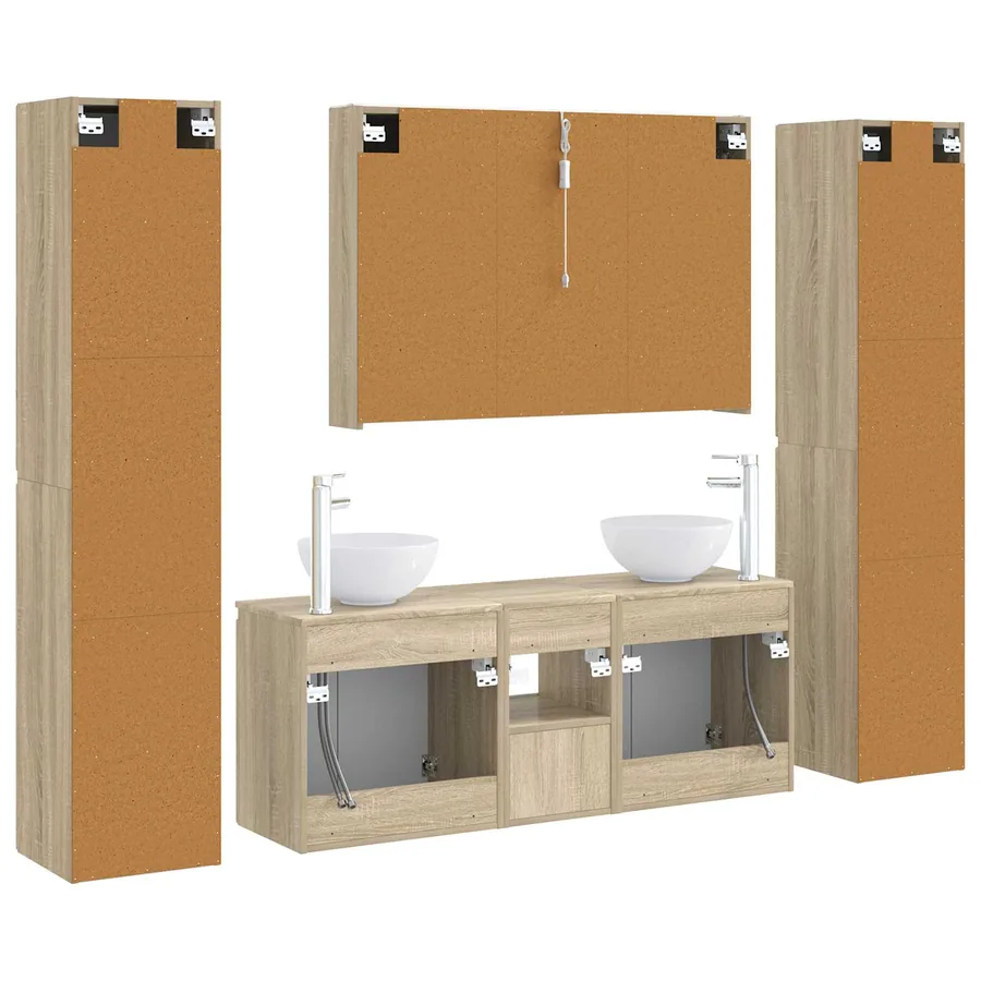 Ensemble de mobilier de salle de bain 6 pcs Chêne Sonoma - 9
