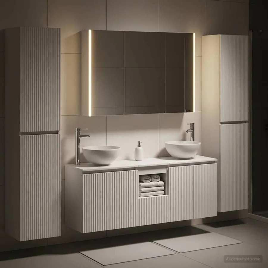 Ensemble de mobilier de salle de bain 6 pcs Blanc
