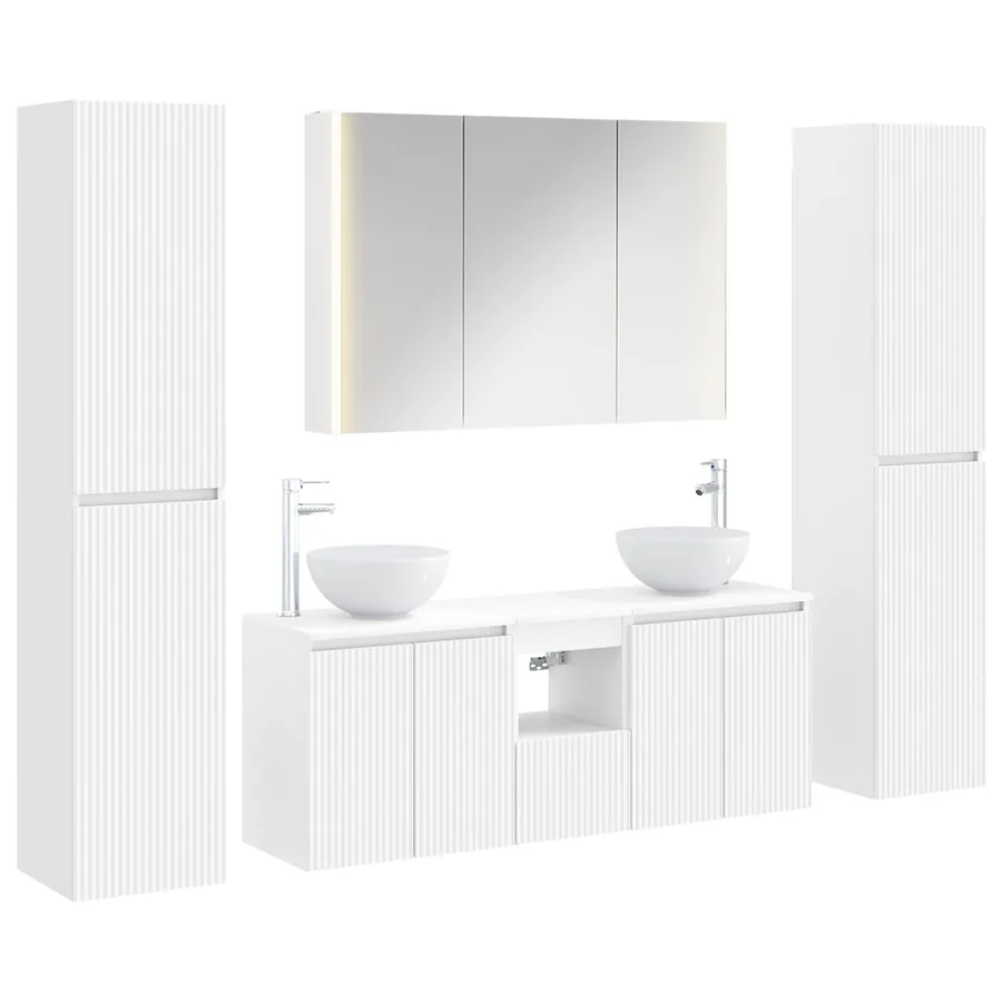 Ensemble de mobilier de salle de bain 6 pcs Blanc - 2