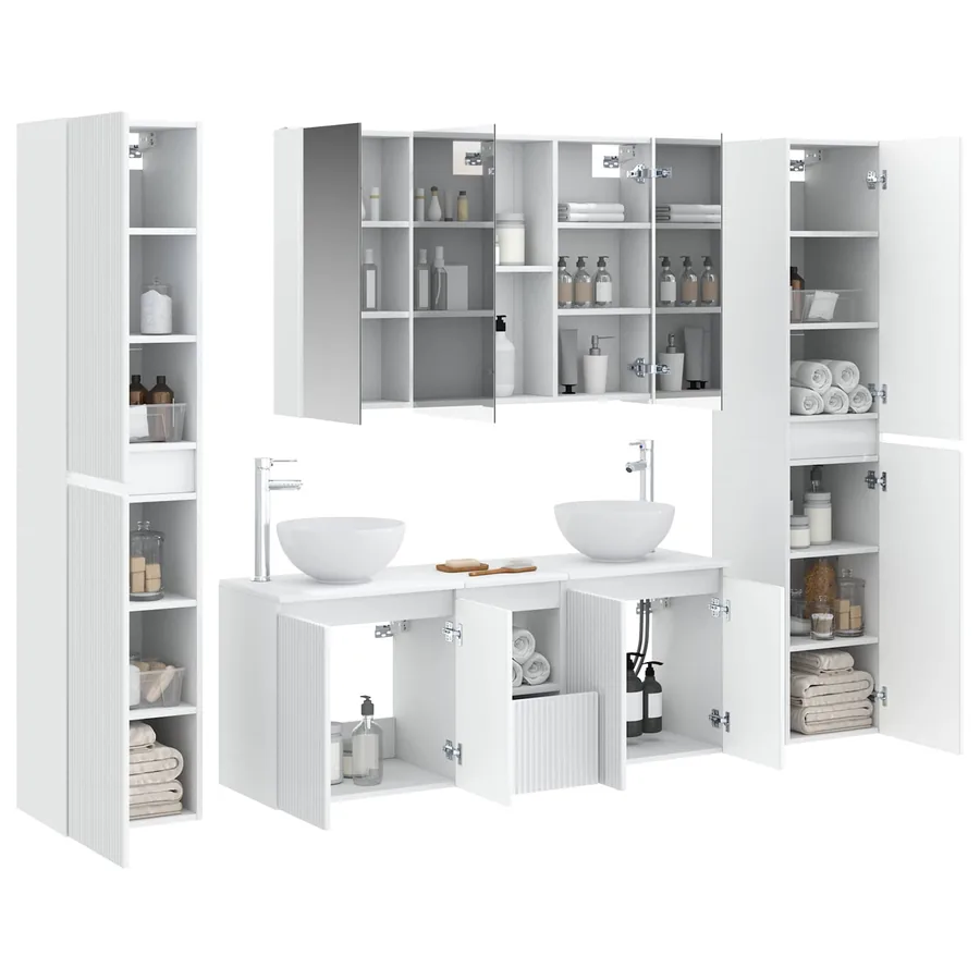 Ensemble de mobilier de salle de bain 6 pcs Blanc - 3