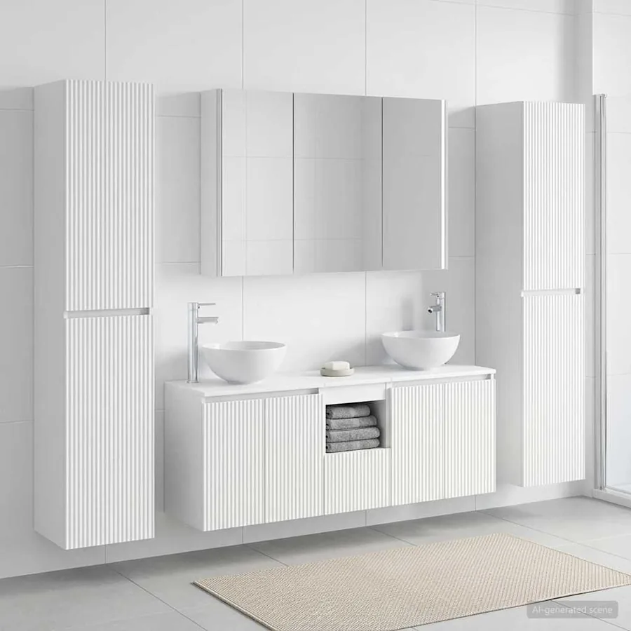 Ensemble de mobilier de salle de bain 6 pcs Blanc - 4