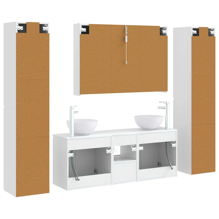 Ensemble de mobilier de salle de bain 6 pcs Blanc - 9