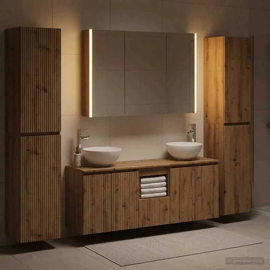 Ensemble de mobilier de salle de bain 6 pc Chêne artisanal