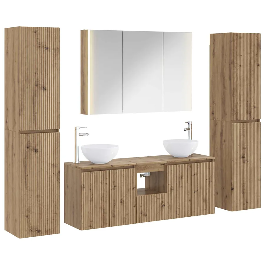 Ensemble de mobilier de salle de bain 6 pc Chêne artisanal - 2