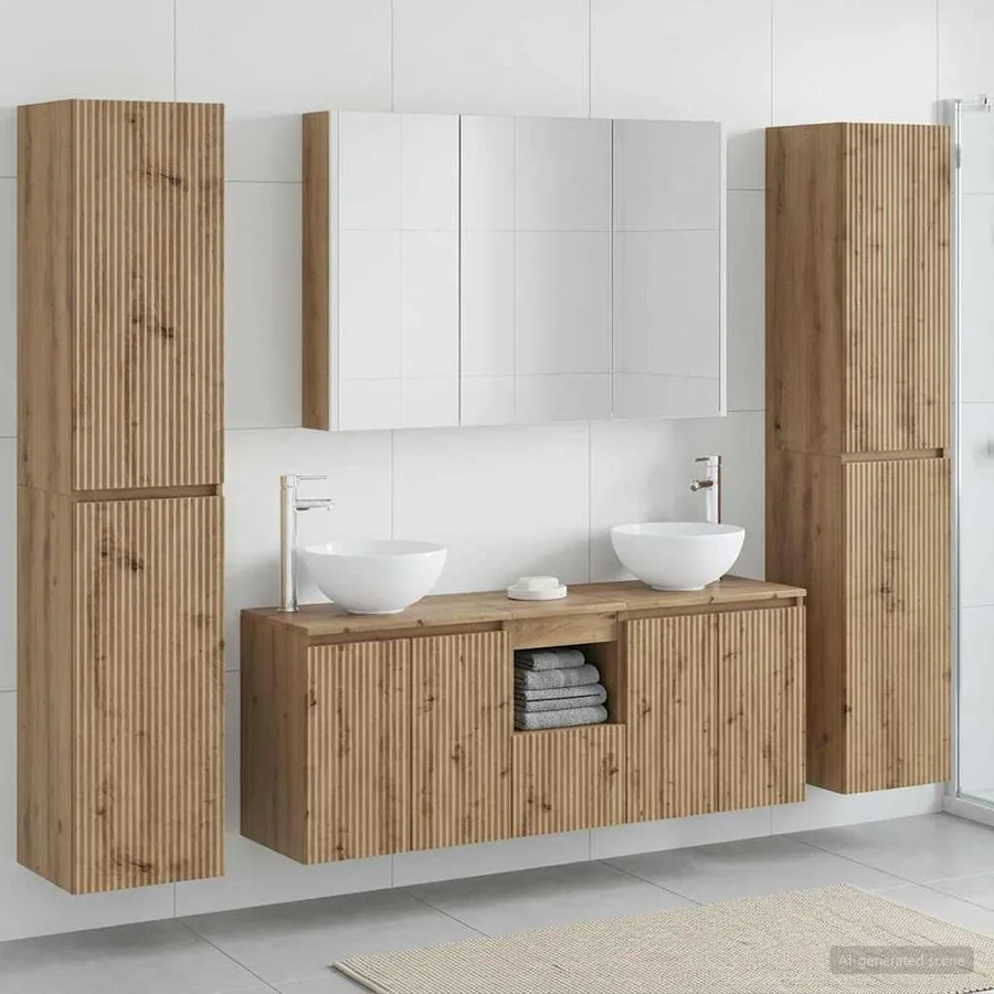 Ensemble de mobilier de salle de bain 6 pc Chêne artisanal - 4