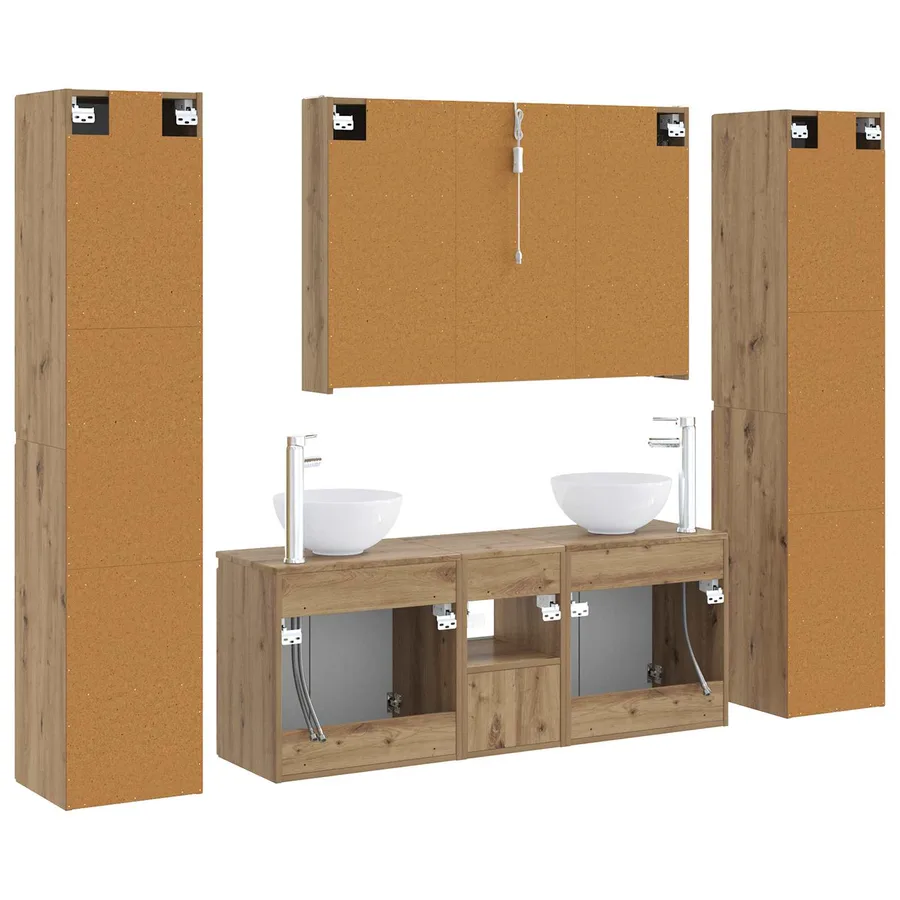 Ensemble de mobilier de salle de bain 6 pc Chêne artisanal - 9