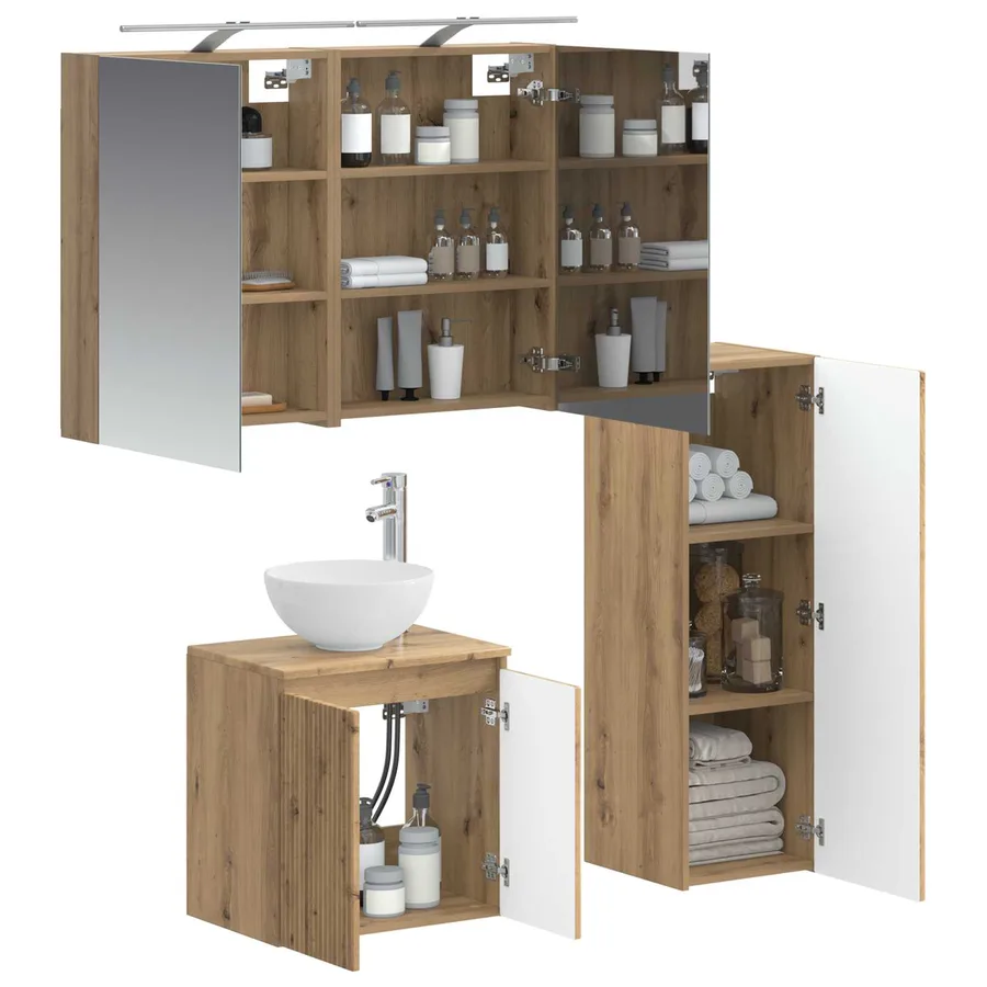 Ensemble de mobilier de salle de bain 4 pc Chêne artisanal - 3