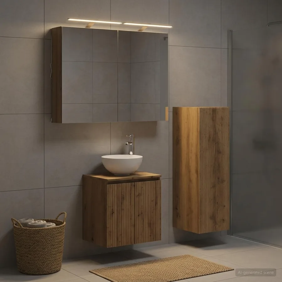 Ensemble de mobilier de salle de bain 4 pc Chêne artisanal - 4