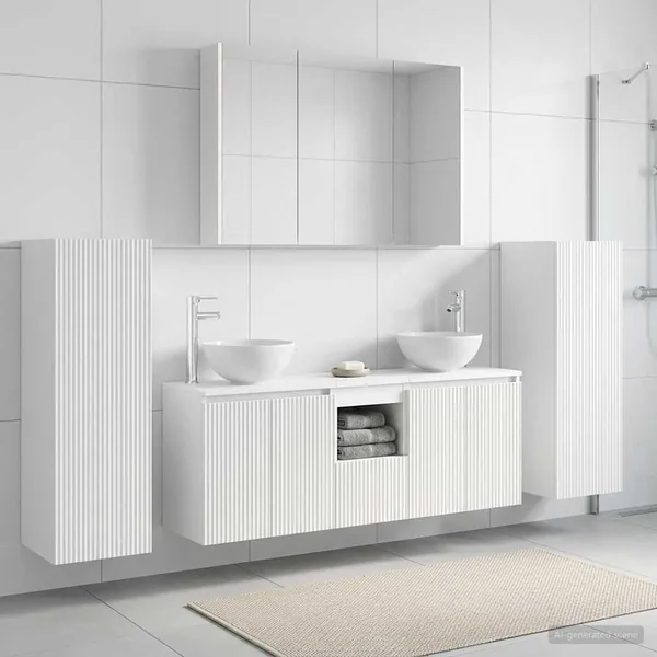 Ensemble de mobilier de salle de bain 6 pcs Blanc