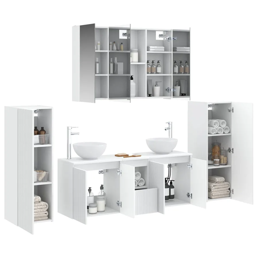 Ensemble de mobilier de salle de bain 6 pcs Blanc - 3