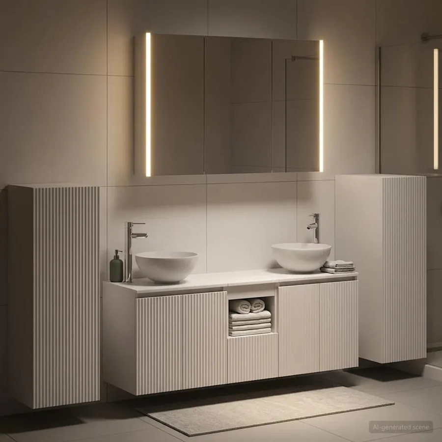 Ensemble de mobilier de salle de bain 6 pcs Blanc - 4