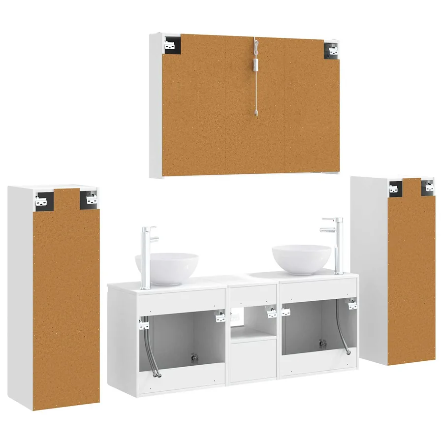 Ensemble de mobilier de salle de bain 6 pcs Blanc - 9
