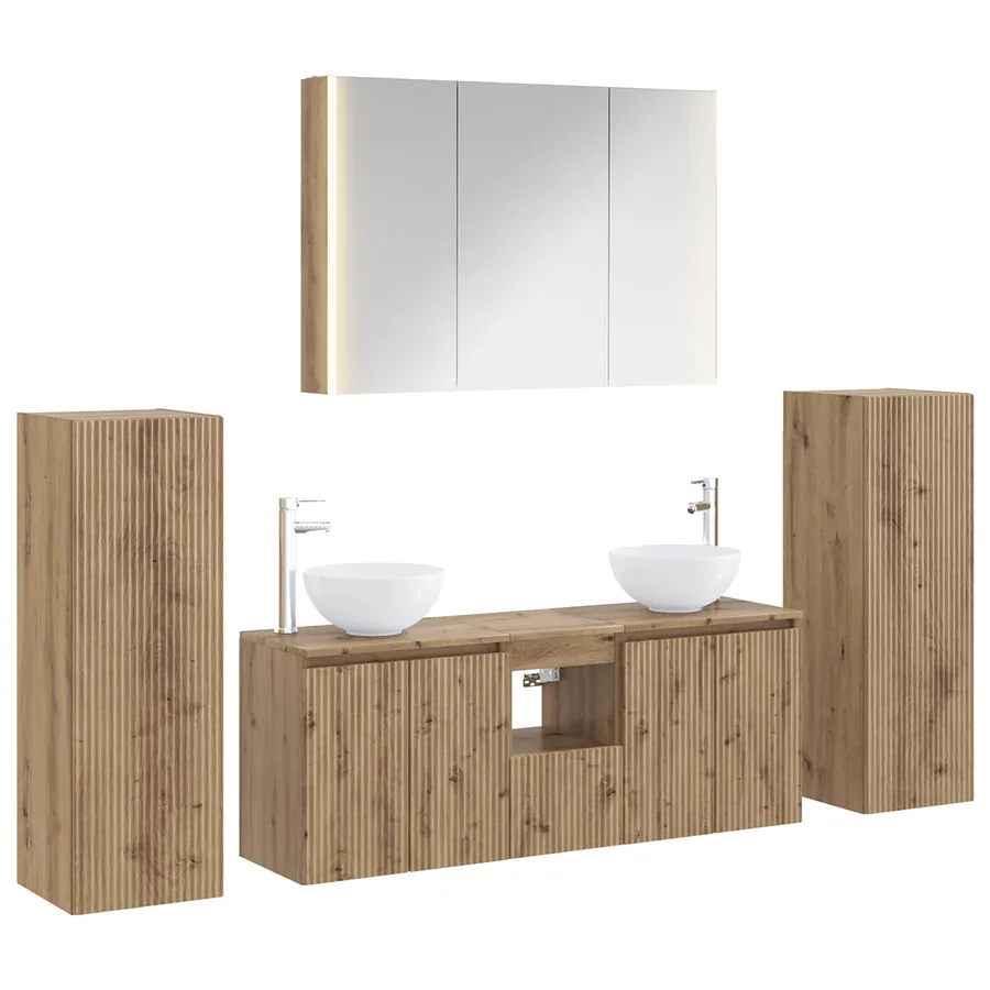 Ensemble de mobilier de salle de bain 6 pc Chêne artisanal - 2