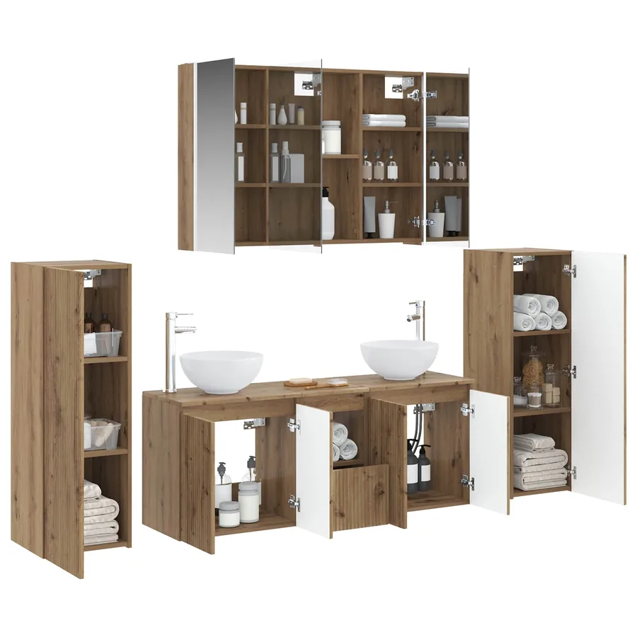 Ensemble de mobilier de salle de bain 6 pc Chêne artisanal - 3