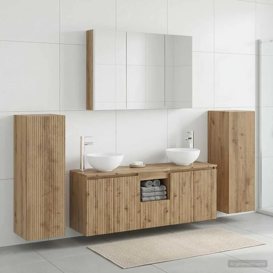 Ensemble de mobilier de salle de bain 6 pc Chêne artisanal - 4