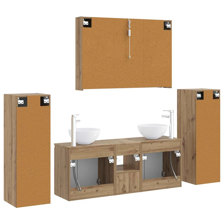 Ensemble de mobilier de salle de bain 6 pc Chêne artisanal - 9