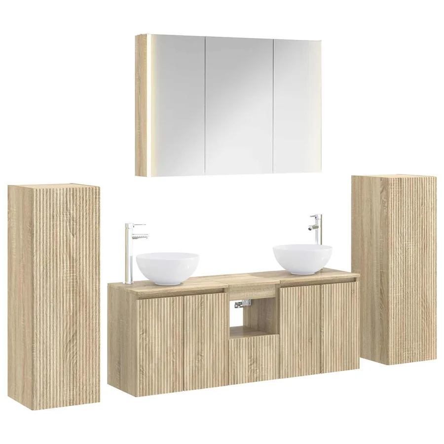 Ensemble de mobilier de salle de bain 6 pcs Chêne Sonoma - 2