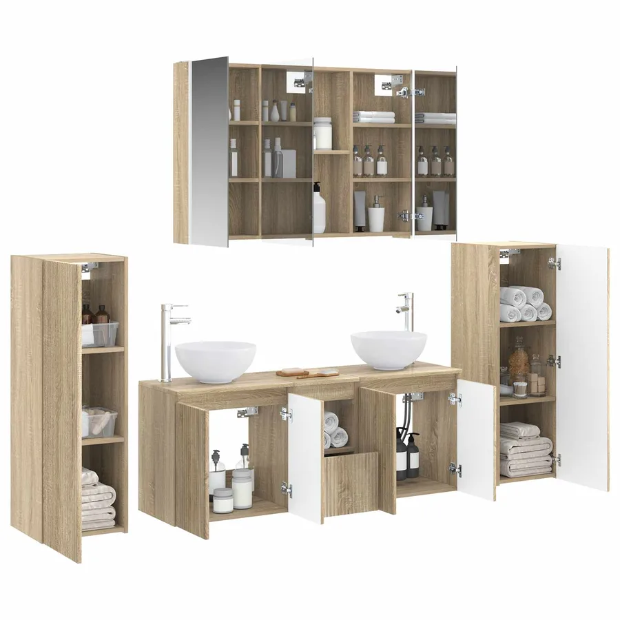 Ensemble de mobilier de salle de bain 6 pcs Chêne Sonoma - 3