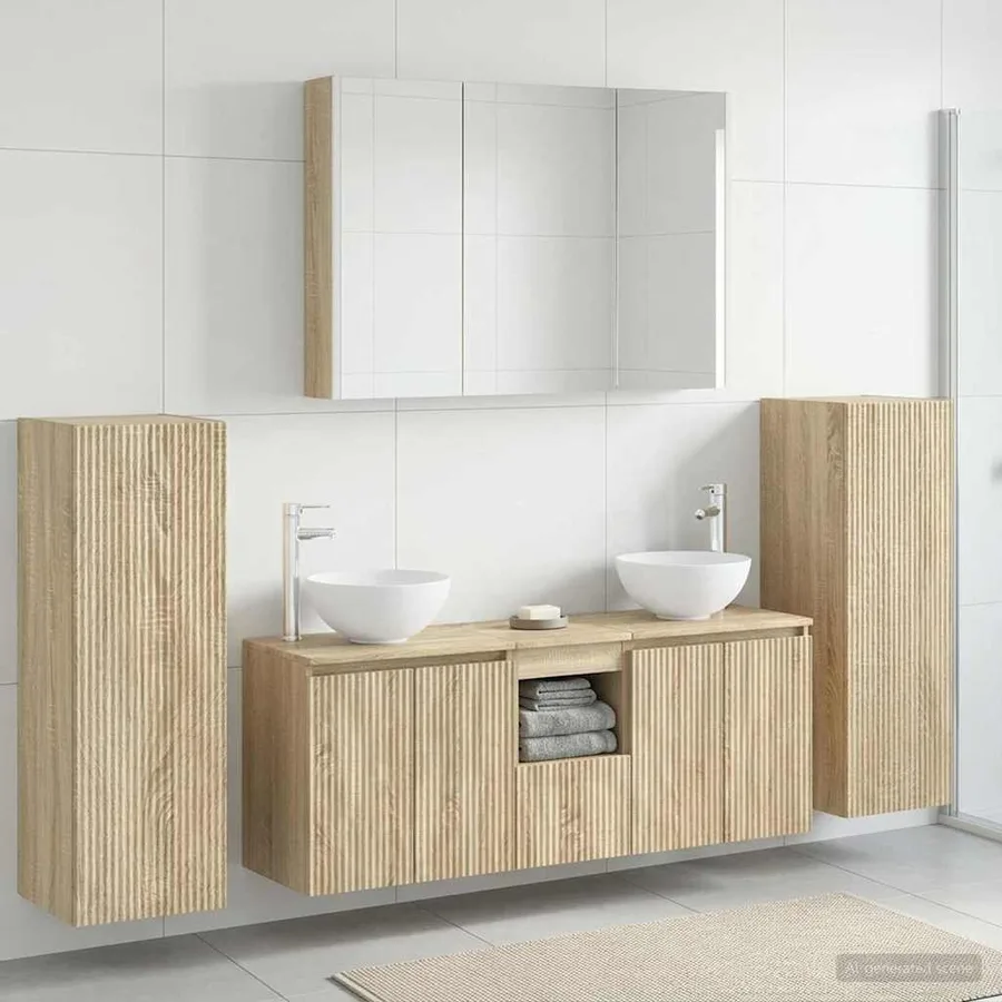 Ensemble de mobilier de salle de bain 6 pcs Chêne Sonoma - 4
