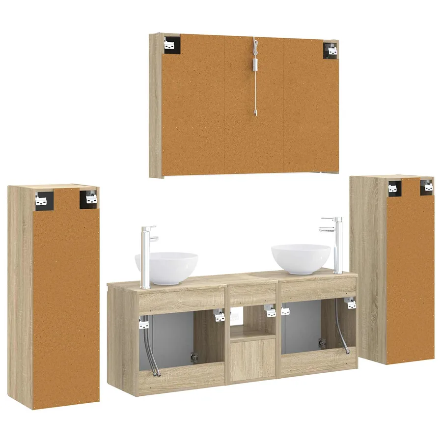 Ensemble de mobilier de salle de bain 6 pcs Chêne Sonoma - 9