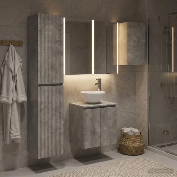 Ensemble d'armoire de salle de bain 5 pcs Gris béton