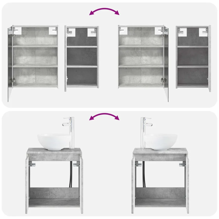 Ensemble d'armoire de salle de bain 5 pcs Gris béton - 14